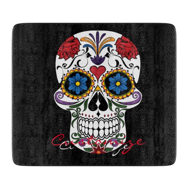 Tabla De Cortar Calaveras humanas decoradas Art Thunder_Cove (Anverso)