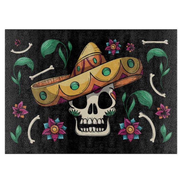 Tabla De Cortar Calaveras mexicanas decorativas (Anverso)