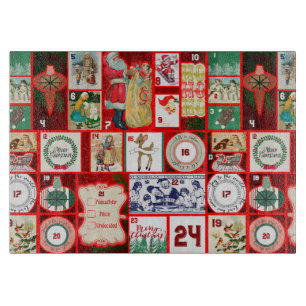 Tabla De Cortar Calendario de Adviento de Bloques de Navidad Vinta