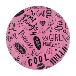 Tabla De Cortar Caligrafía de chicas: Patrón de moda sin foco