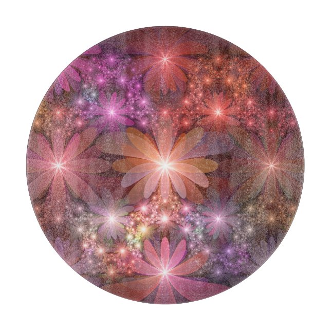 Tabla De Cortar Cama De Flores Coloridas Brillantes Resumen Arte F (Anverso)