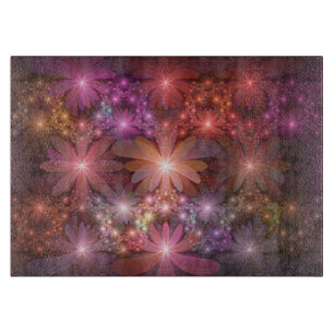 Tabla De Cortar Cama De Flores Colorido Brillante Arte Fractal Abs