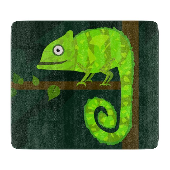 Tabla De Cortar Camaleón lindo verde (Anverso)