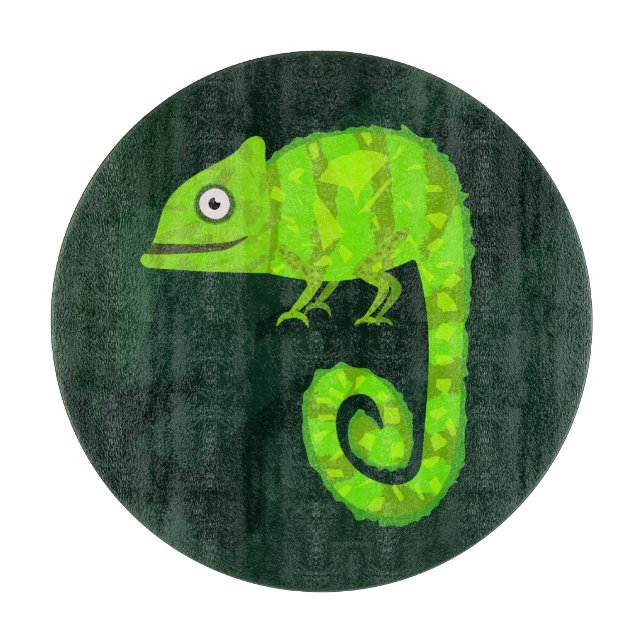 Tabla De Cortar Camaleón lindo verde (Anverso)