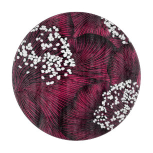 Tabla De Cortar Camelia de mano: Patrón floral vintage