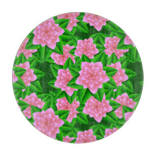 Tabla De Cortar Camelias rosas de hielo y hojas verdes
