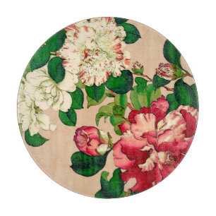 Tabla De Cortar Camellias japonesas antiguas. Rosa profundo en Bei