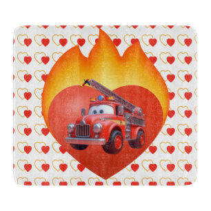Tabla De Cortar Camión de bomberos lindo día de San Valentín