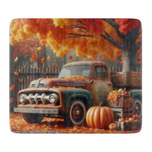 Tabla De Cortar Camión de granja de otoño rústico/vintage