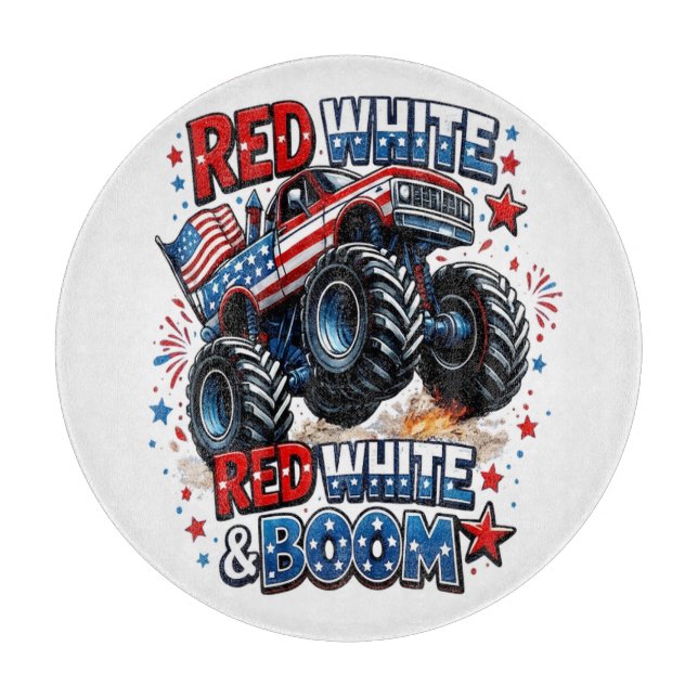 Tabla De Cortar Camión Monstruo Red White Boom (Anverso)