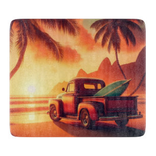 Tabla De Cortar camioneta surfista vintage tropical/hawaiana