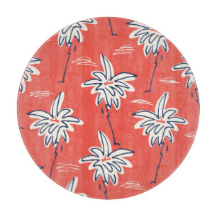 Tabla De Cortar Camisa de playa hawaiana, patrón de palma de doodl