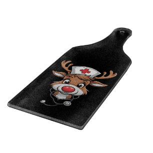 Tabla De Cortar Camiseta de Navidad Guantes de Goma de Reno Enferm