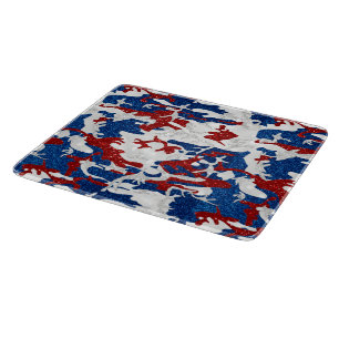 Tabla De Cortar Camo Rojo, Blanco y Azul con Brillo para el 4 de J