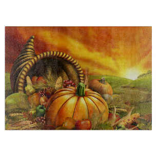 Tabla De Cortar Campo de calabaza de la cornucopia del día de Acc