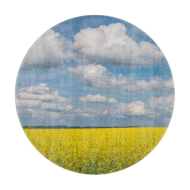 Tabla De Cortar Campo de Canola & Nubes (Anverso)
