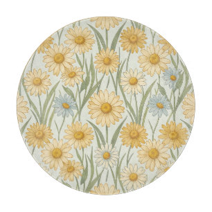 Tabla De Cortar Campo de margaritas amarillas Patrón floral sin fi