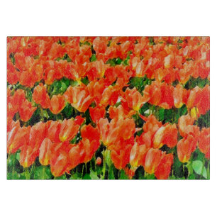 Tabla De Cortar campo naranja de tulipanes