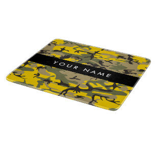 Tabla De Cortar Camuflaje Amarillo y Verde Personaliza tu nombre