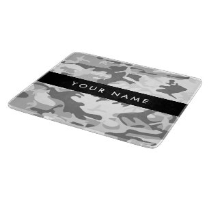 Tabla De Cortar Camuflaje Gris Nieve de Invierno Personaliza tu no