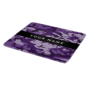 Tabla De Cortar Camuflaje Púrpura Personaliza tu nombre