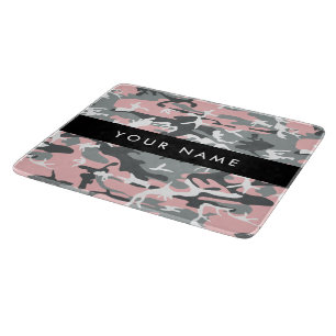 Tabla De Cortar Camuflaje rosa y gris Tu nombre Personaliza