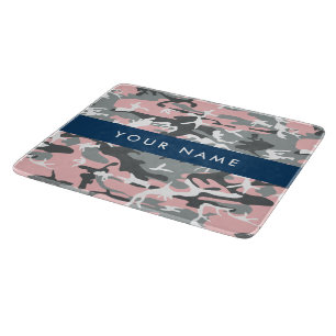 Tabla De Cortar Camuflaje rosa y gris Tu nombre Personaliza