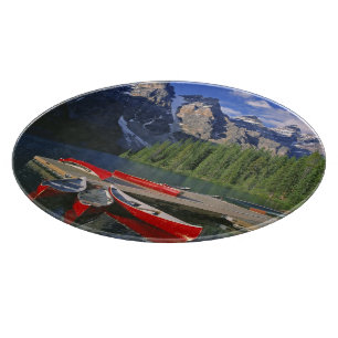 Tabla De Cortar Canadá, Alberta, lago Moraine. Cañas rojas esperan