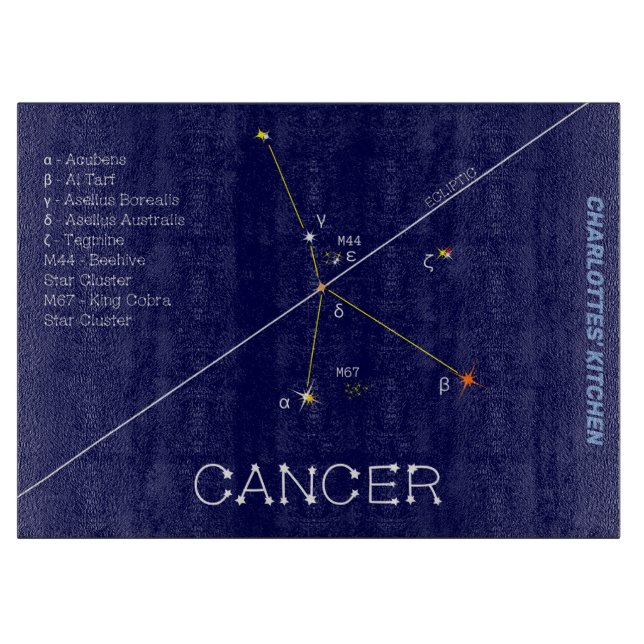 Tabla De Cortar Cáncer de Constelación Zodiaca (Anverso)
