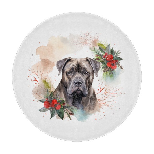 Tabla De Cortar Cane Corso Navidades Wreath Festimes Pup (Anverso)