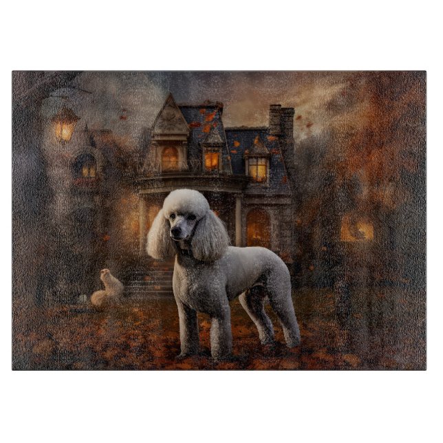 Tabla De Cortar Caniche de Halloween Espantoso (Anverso)