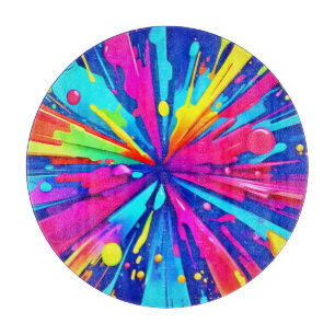 Tabla De Cortar Caos Colorido: Arte Abstracto de Salpicaduras de P