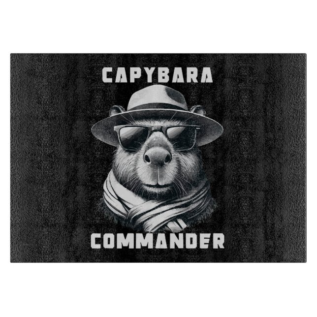 Tabla De Cortar Capibara Con Gafas De Sol Capy Comandante (Anverso)