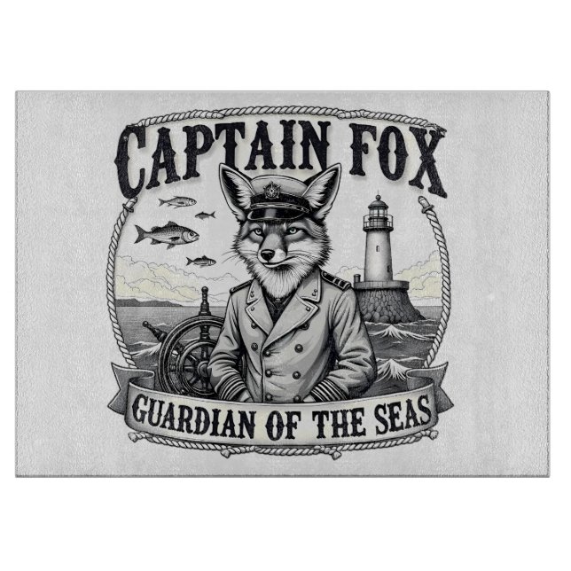 Tabla De Cortar Captain Fox Guardian of Seas Nautical Design (Anverso)