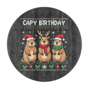 Tabla De Cortar Capy Birthday Navidades feos suéter Capybara
