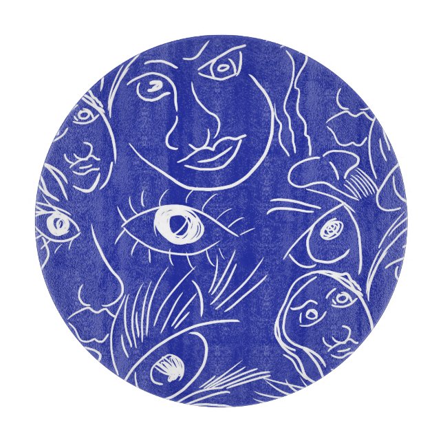 Tabla De Cortar Cara de belleza: dibujo de una línea. (Anverso)
