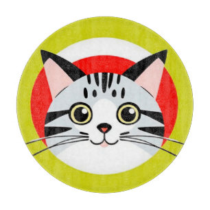 Tabla De Cortar Cara de gato de dibujos animados linda con diseño 
