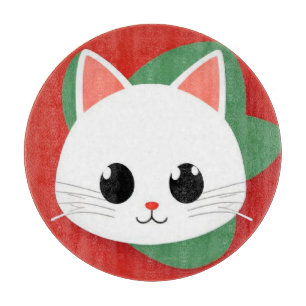 Tabla De Cortar Cara de gato de dibujos animados linda con diseño 