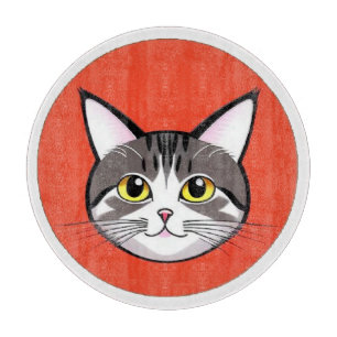 Tabla De Cortar Cara de gato de dibujos animados linda con diseño