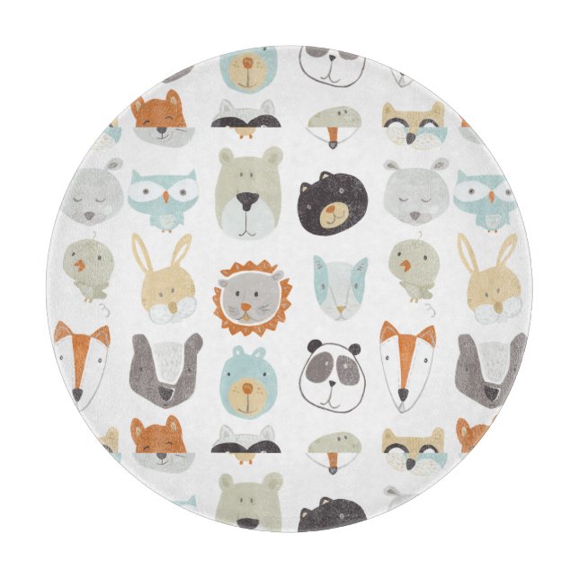 Tabla De Cortar Caras amigables | Retratos de animales salvajes (Anverso)