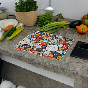 Tabla De Cortar Caras de montura de Doodle multicolor