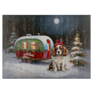 Tabla De Cortar Caravana de Navidad del Spaniel Cavalier King Char