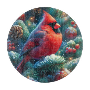 Tabla De Cortar Cardinal de Navidad/invierno