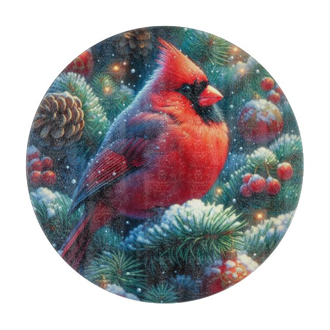 Tabla De Cortar Cardinal de Navidad/invierno (Anverso)