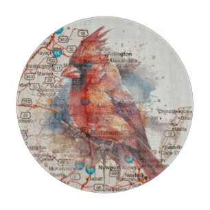 Tabla De Cortar Cardinal en mapa de carreteras de Virginia Arte Ac