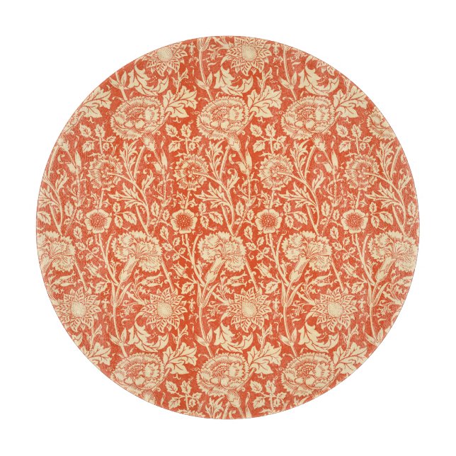 Tabla De Cortar Carnación de Art Nouveau Damask, Naranja mandarín (Anverso)