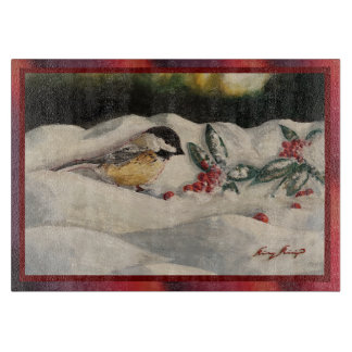 Tabla De Cortar Carol the Chick-a-Dee with Mistletoe 