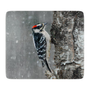 Tabla De Cortar Carpintero lechoso en nieve - Fotografía original