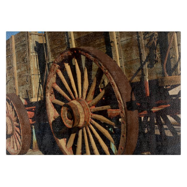 Tabla De Cortar Carro antiguo del tren de la mula (Anverso)