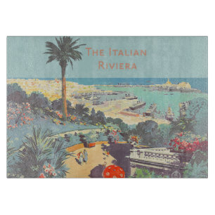 Tabla De Cortar Cartel de viaje vintage de Génova Riviera italiana